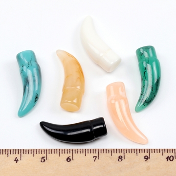アクリルパーツ 立体 穴なし 象牙形 約9×25mm（10ヶ）