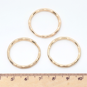 キーリング 鉄製 キーホルダー金具 エンボス加工 ゴールド 約25mm（10ヶ）