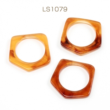 アクリルパーツ 五角形 べっ甲 べっこう柄 琥珀色 約35×35mm(4ヶ)