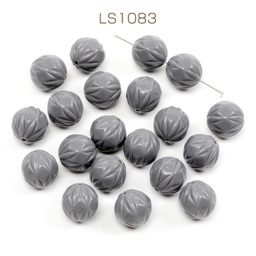 アクリルビーズ 彫刻風 アンティーク風 グレー 約14mm(10ヶ)
