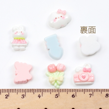 アクリル貼り付けパーツ ウサギ 蝶々 チューリップ カメラ キッズ※種類ミックス（10ヶ）