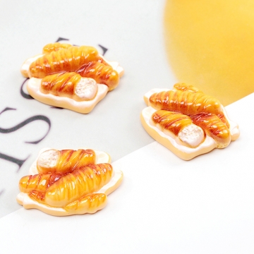 アクリル貼り付けパーツ パン 食べ物 面白い ユーモア 食品サンプル 約21×31mm（8ヶ）