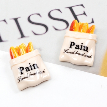 アクリル貼り付けパーツ フランスパン 食べ物 面白い ユーモア 食品サンプル 約22×30mm（8ヶ）