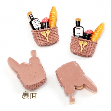 アクリル貼り付けパーツ パン ワイン 食べ物 面白い ユーモア 食品サンプル 約24×32mm（8ヶ）