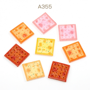 樹脂貼付けパーツ クッキー ビスケット スイーツ 食品サンプル カラフル レジン ※種類ランダム 約25×25mm（10ヶ）