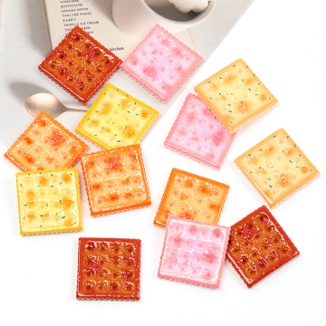 樹脂貼付けパーツ クッキー ビスケット スイーツ 食品サンプル カラフル レジン ※種類ランダム 約25×25mm（10ヶ）