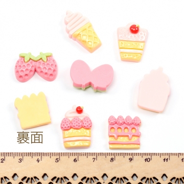 樹脂貼付けパーツ ケーキ 食品サンプル カラフル レジン ※種類ランダム（10ヶ）