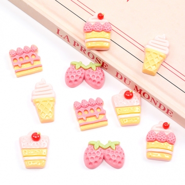 樹脂貼付けパーツ ケーキ 食品サンプル カラフル レジン ※種類ランダム（10ヶ）