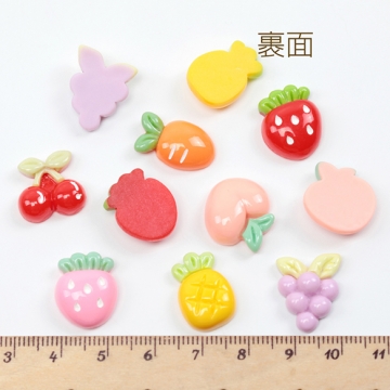 樹脂貼付けパーツ フルーツ 果物 野菜 食品サンプル カラフル レジン ※種類ランダム（20ヶ）