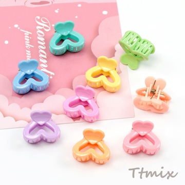 ミニクリップ ハート ヘアクリップ ヘアアクセサリー かわいい 春夏カラー ※カラーランダム 約16×21mm（20ヶ）