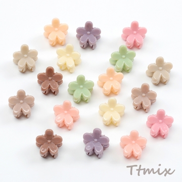 ミニクリップ フラワー ヘアクリップ ヘアアクセサリー クリームカラー 春夏カラー ※カラーランダム 約13mm（20ヶ）