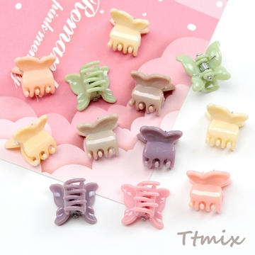 ミニクリップ 蝶々 ヘアクリップ ヘアアクセサリー クリームカラー 春夏カラー ※カラーランダム 約15×17mm（20ヶ）