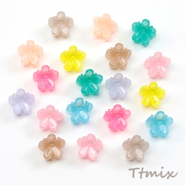 ミニクリップ フラワー ヘアクリップ ヘアアクセサリー クリアカラー 春夏カラー ※カラーランダム 約13mm（20ヶ）
