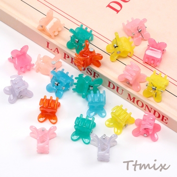 ミニクリップ 蝶々 ヘアクリップ ヘアアクセサリー クリアカラー 春夏カラー ※カラーランダム 約12×13mm（20ヶ）