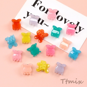 ミニクリップ 蝶々 ヘアクリップ ヘアアクセサリー クリアカラー 春夏カラー ※カラーランダム 約12×13mm（20ヶ）