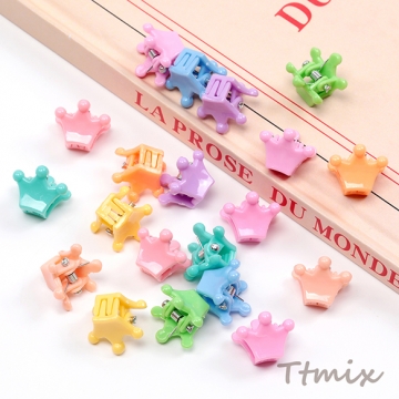 ミニクリップ 王冠 ヘアクリップ ヘアアクセサリー パステルカラー 春夏カラー ※カラーランダム 約12×15mm（20ヶ）