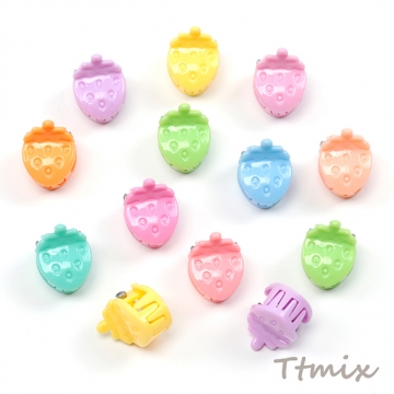 ミニクリップ いちご ヘアクリップ ヘアアクセサリー パステルカラー 春夏カラー ※カラーランダム 約12×14mm（20ヶ）