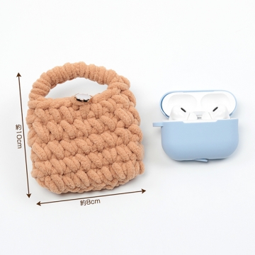 イヤホンケース 編み込み もこもこ ふわふわ イヤホンポーチ イヤホン入れ ミニポーチ 約8×10cm（1ヶ）