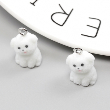 フロッキーチャーム 樹脂チャーム 犬 ワンちゃん ドッグ 約11×17mm（1ヶ）