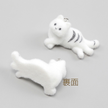 フロッキーチャーム 樹脂チャーム 猫 キャット 動物 約25×43mm（1ヶ）