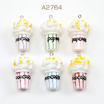 樹脂チャーム ポップコーン 樹脂パーツ アクセサリーパーツ 約24×38mm（2ヶ）