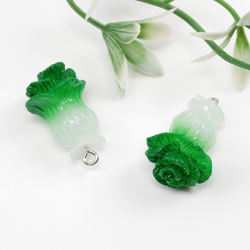 樹脂チャーム チャームパーツ 野菜 白菜 コーン アクセサリーパーツ 約18×27mm（2ヶ）