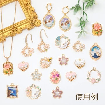 エポチャーム フラワー 桜 さくら チャームパーツ 合金製 約18×20mm（2ヶ）