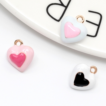エポチャーム ハート ミニ LOVE 合金製 約10×12mm（2ヶ）