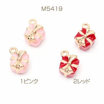 エポチャーム プレゼントボックス 箱 お誕生日 リボン ハッピー 合金製 約8×11mm（2ヶ）