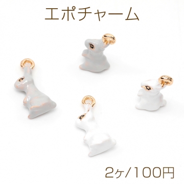 エポチャーム ウサギ ラビット 兎 動物 アニマル 合金製 約7×14mm（2ヶ）