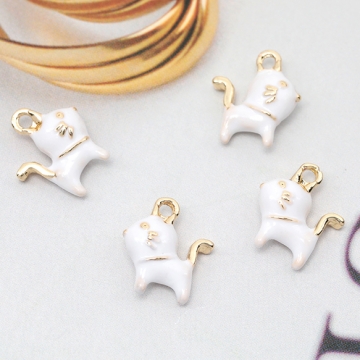 エポチャーム ネコ キャット 猫 動物 アニマル 合金製 約10×12mm（4ヶ）