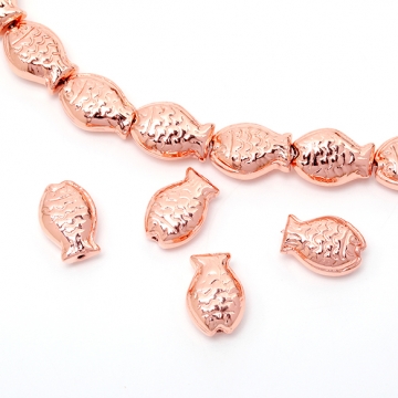 ガラスビーズ 魚 サカナ メッキ加工 約10×14mm（10ヶ）