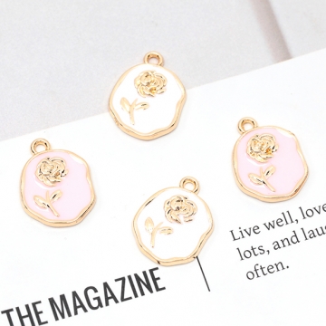 エポチャーム お花 フラワー ローズ 合金製 約13×18mm(6ヶ)