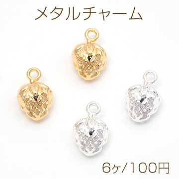 メタルチャーム イチゴチャーム いちご 苺 合金製 約9×14mm（6ヶ）