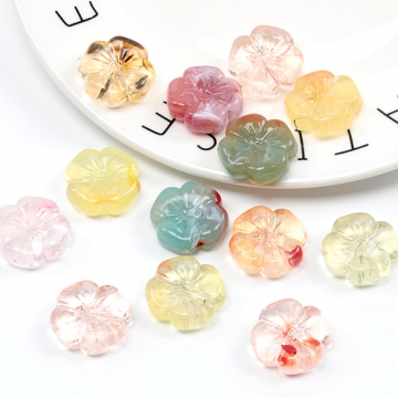 アクリルビーズ お花 フラワー カラーミックス 穴あり 約20mm（ランダム10ヶ）