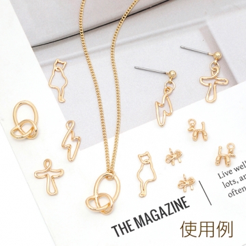 メタルチャーム　コネクターチャーム　チャームパーツ　フラッシュ 雷　銅製　約7×16mm（4ヶ）