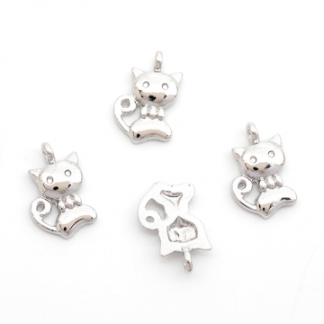 メタルチャーム 猫 合金製 約6×10mm（8ヶ）