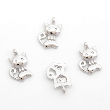 メタルチャーム 猫 合金製 約9×14mm（8ヶ）