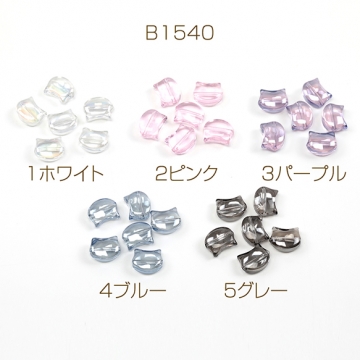ガラスビーズ 猫型 猫フェイスガラスビーズ クリアカラーキャットビーズ  縦穴 ガラス製 約8×10mm（20ヶ）