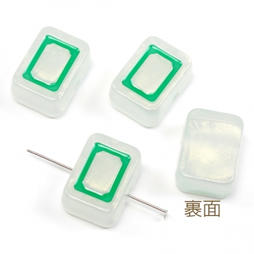 アクリルビーズ 麻雀 マージャンビーズ 發 ストラップ カスタマペン用蓄光ビーズ 縦穴 約19×25mm (4ヶ)