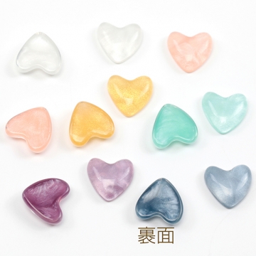 樹脂パーツ デコパーツ 貼り付けパーツ 半透明 ハート 約13×14mm（10ヶ）