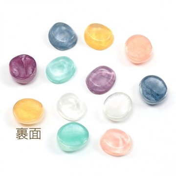 樹脂パーツ デコパーツ 貼り付けパーツ 半透明 楕円型 約14×16mm（10ヶ）