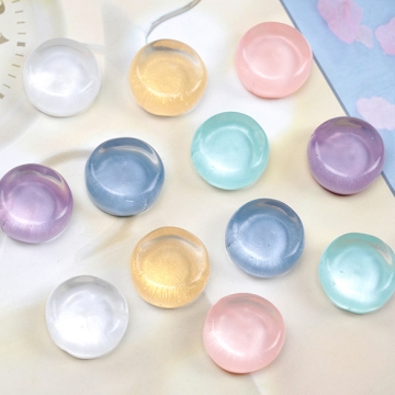 樹脂パーツ デコパーツ 貼り付けパーツ 半透明 ラウンド 丸形 約17mm（10ヶ）