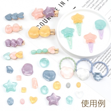樹脂パーツ デコパーツ 貼り付けパーツ 半透明 ラウンド 丸形 約17mm（10ヶ）