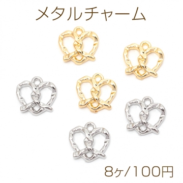 メタルチャーム ひも編みモチーフ ミニメタルチャーム カン付き ゴールド 約11×11mm（8ヶ）