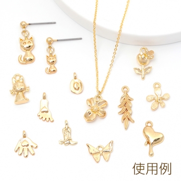 メタルチャーム 花モチーフ 立体花チャーム 立体フラワーチャーム 四弁花 五弁花 全2種 1カン  (6ヶ)