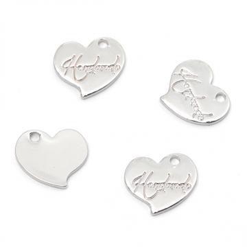 メタルプレートチャーム 銅製 ハート メタルパーツ メタルチャーム 1穴 約8×10mm（6ヶ）
