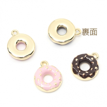 エポチャーム 合金製 ドーナツ カフェ スイーツ ミニチュア メタルチャーム 約12×14mm（2ヶ）