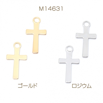 メタルプレートチャーム 銅製 クロス 十字架 メタルチャーム メタルパーツ 1カン付き 約8×16mm（6ヶ）