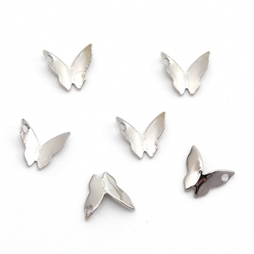 メタルチャーム 蝶モチーフ 立体蝶チャーム バタフライチャーム ピアス イヤリング制作におすすめ 約6×7mm (6ヶ)